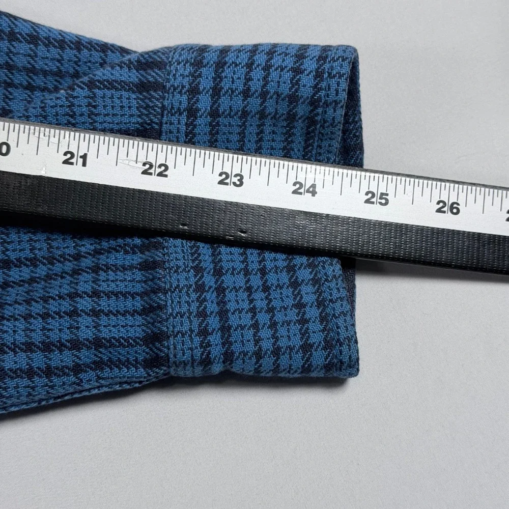 Duluth Trading Co Flannel Shirt Mens Large Tall Blue Plaid Heavy Cotton Work